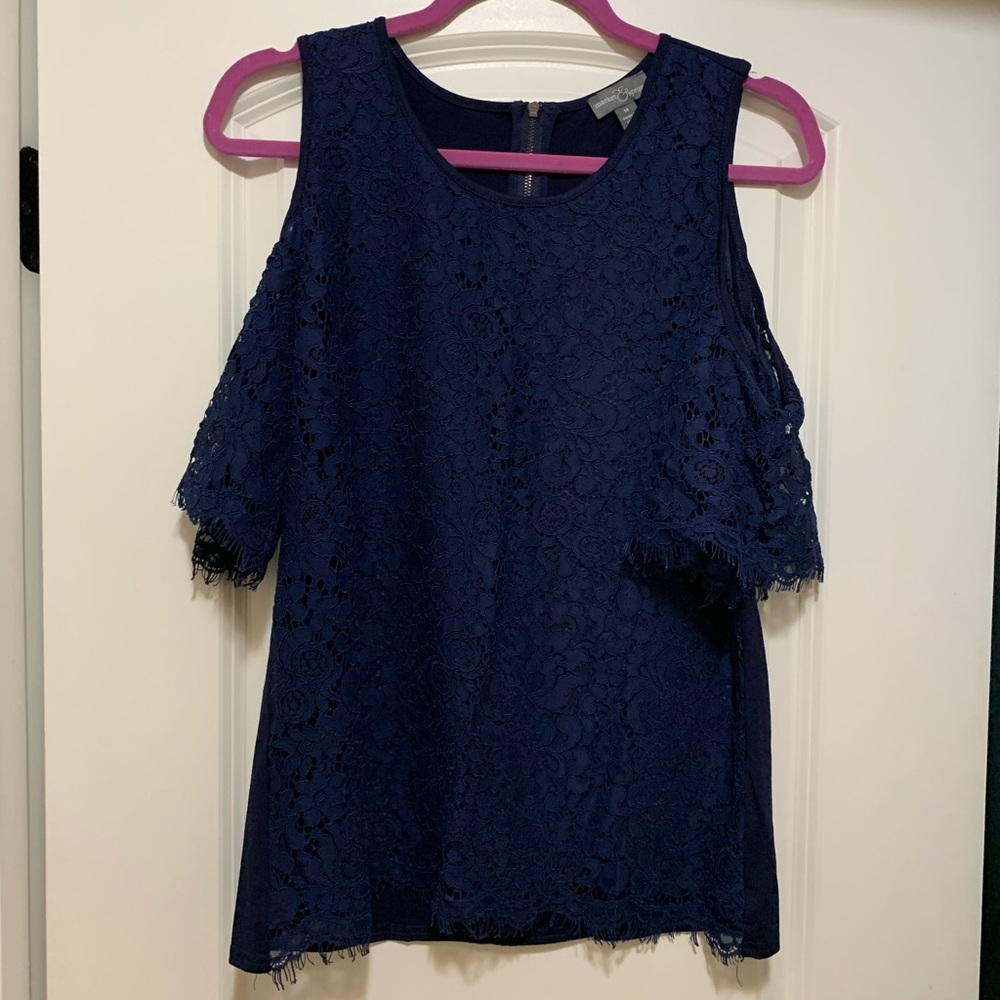 Lace, shoulder cut our blouse